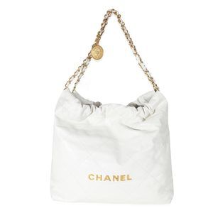 Chanel White Calfskin Chanel 22 Bag